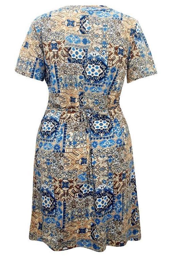 V-Neck Tile Print Jersey Dress-SOLD-SOLD-Daring Diva Australia
