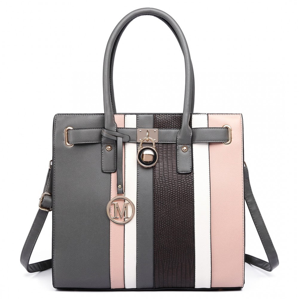 SNAKE SKIN STRIPE HANDBAG