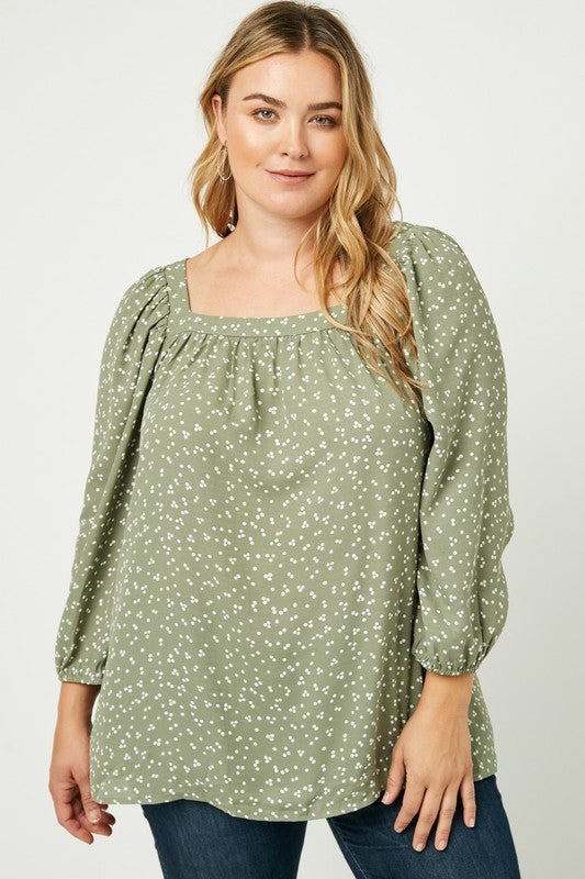 Square Neck Long Sleeve Top