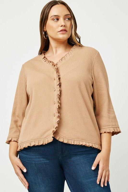 Ribbed Knit Button Cardigan