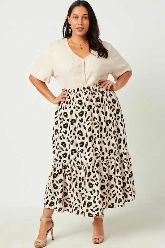 Ruffled Tiered Leopard Skirt
