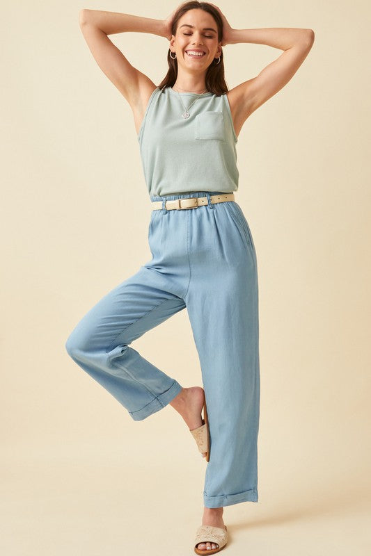 Washed Tencel Wide Pants