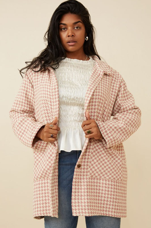 Houndstooth Button Soft Coat