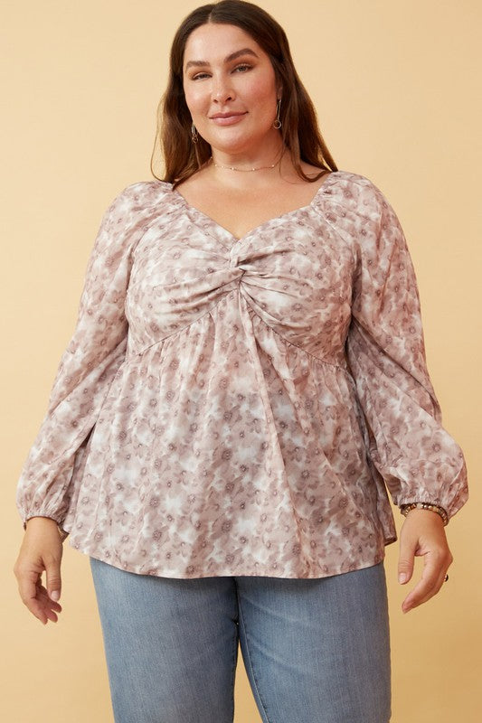 Twist Front Smocked Back Top