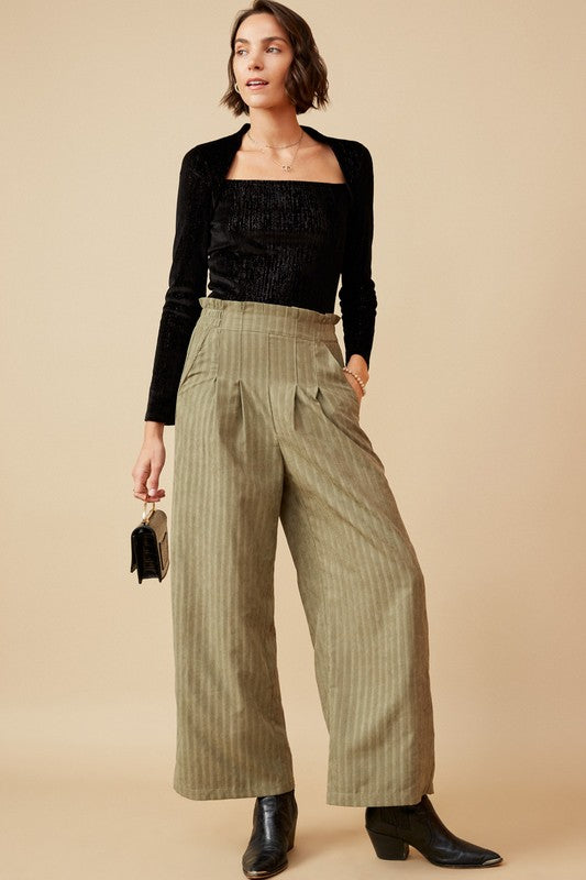 Pleated Front Stripe Pants
