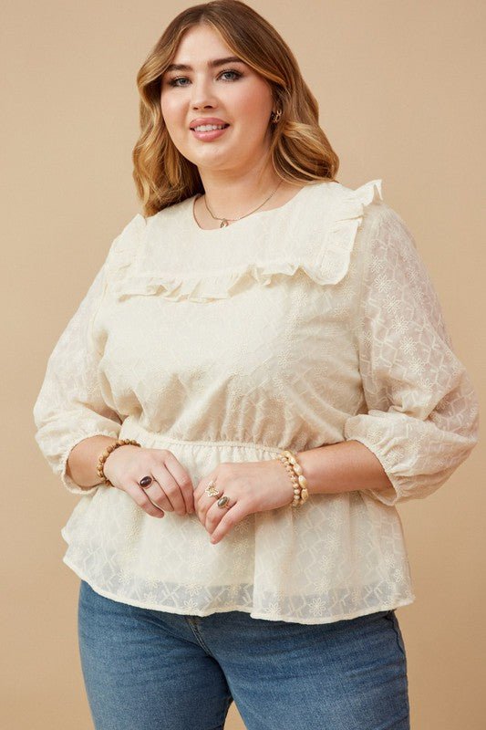 Ruffled Yolk Peplum Top