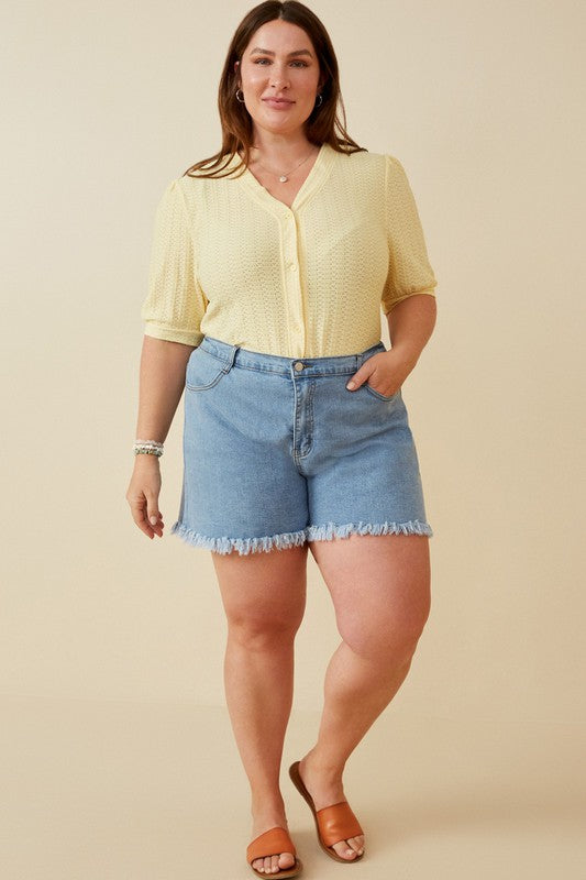 Distressed Fray Detail Shorts
