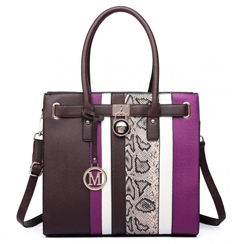 SNAKE SKIN STRIPE HANDBAG