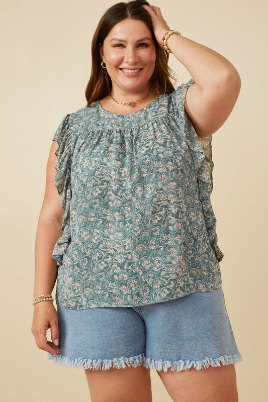 Antique Paisley Ruffle Top