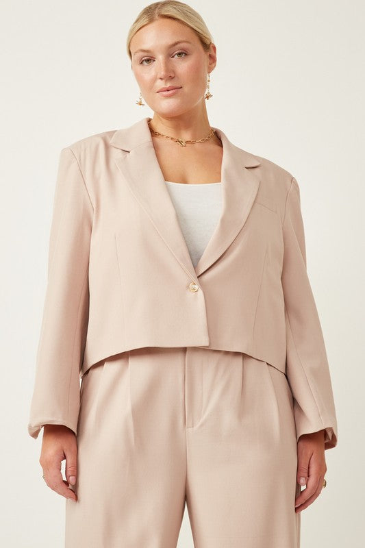 One Button Cropped Blazer