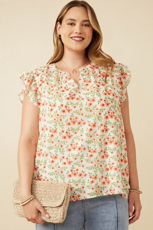 Floral Ruffled Sleeve Blouse