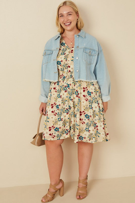 Floral V Neck Dress