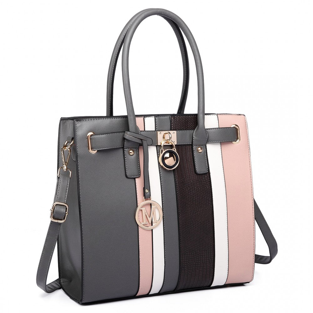 SNAKE SKIN STRIPE HANDBAG