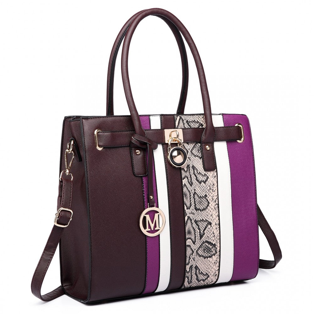 SNAKE SKIN STRIPE HANDBAG