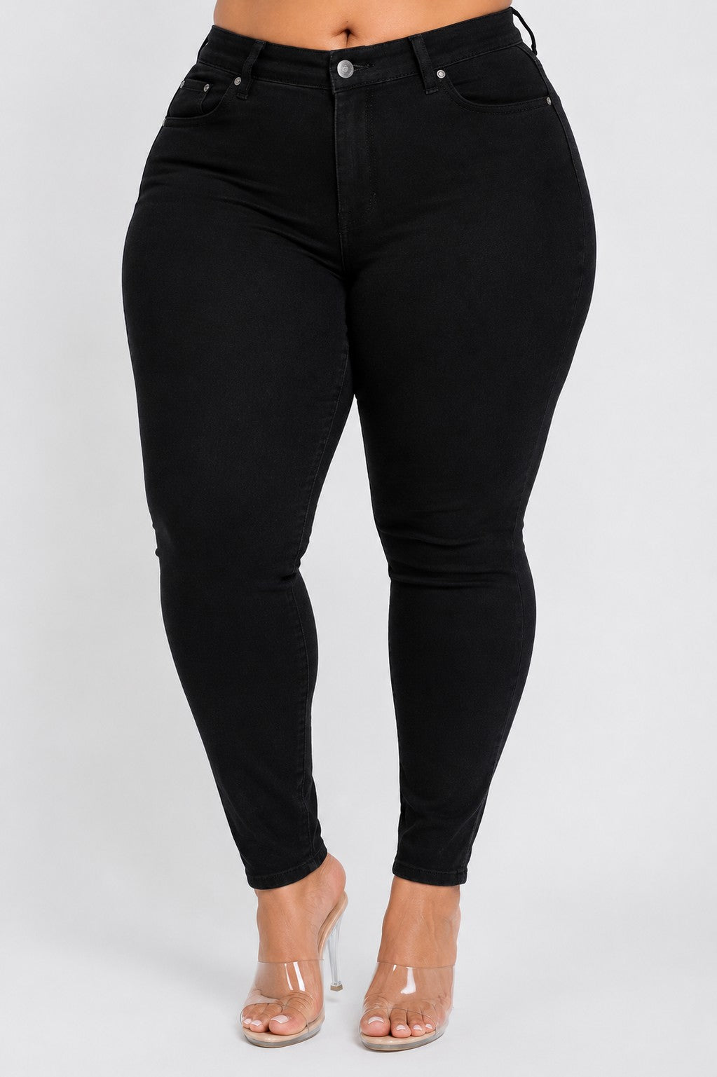 Plus Size Denim Black Skinny Pants Basic Jean Stretchy
