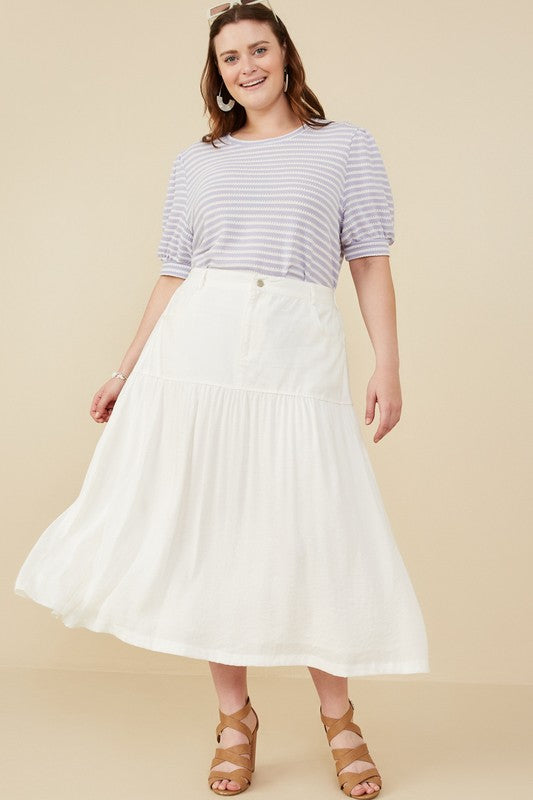 Mix Denim Midi Skirt