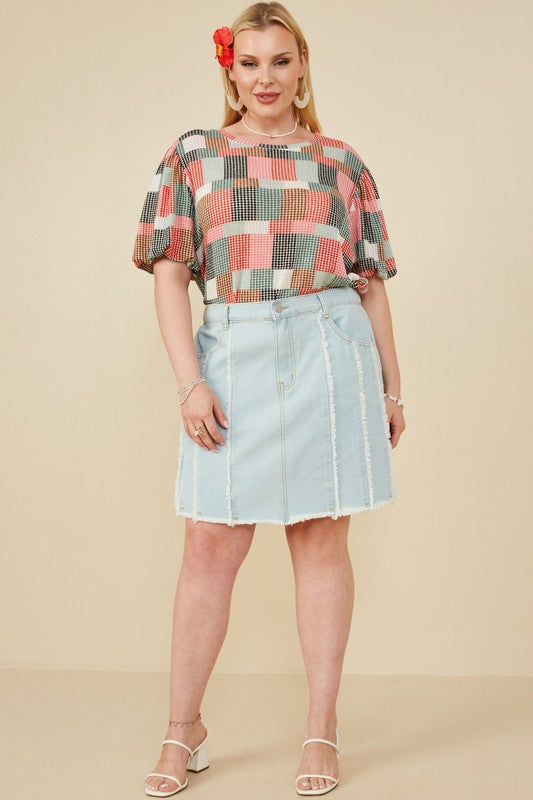 Frayed Seam Denim Skirt