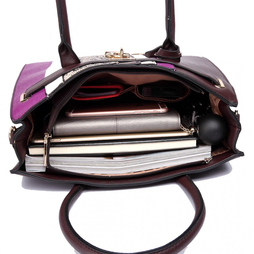 SNAKE SKIN STRIPE HANDBAG