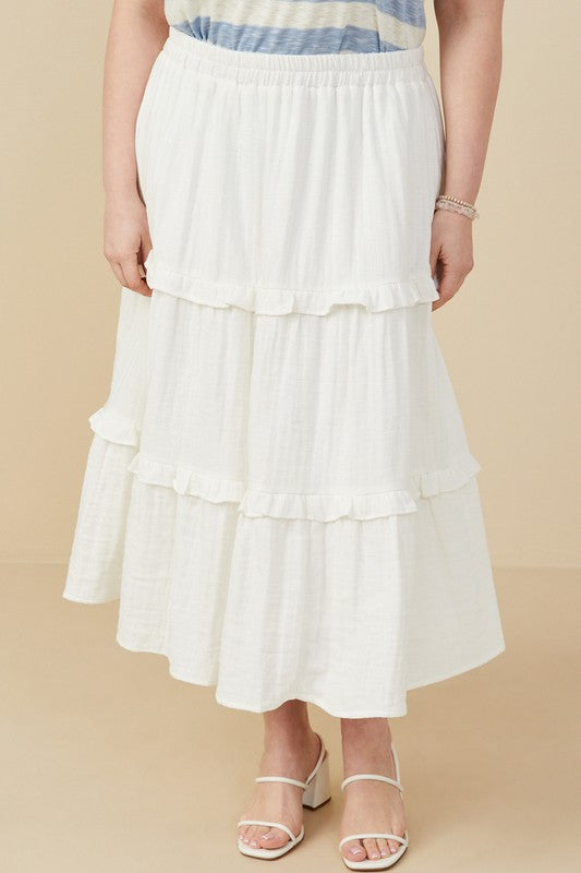 Ruffle Seamed Textured Skirt