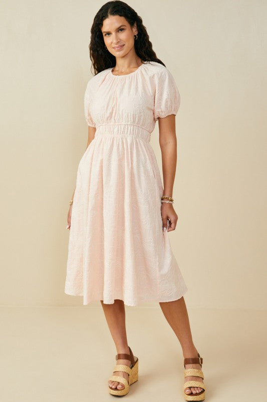 Floral Embroidered Waist Dress