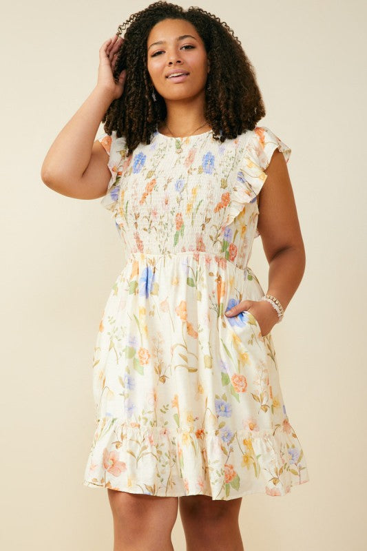 Floral Smocked Ruffle Dress