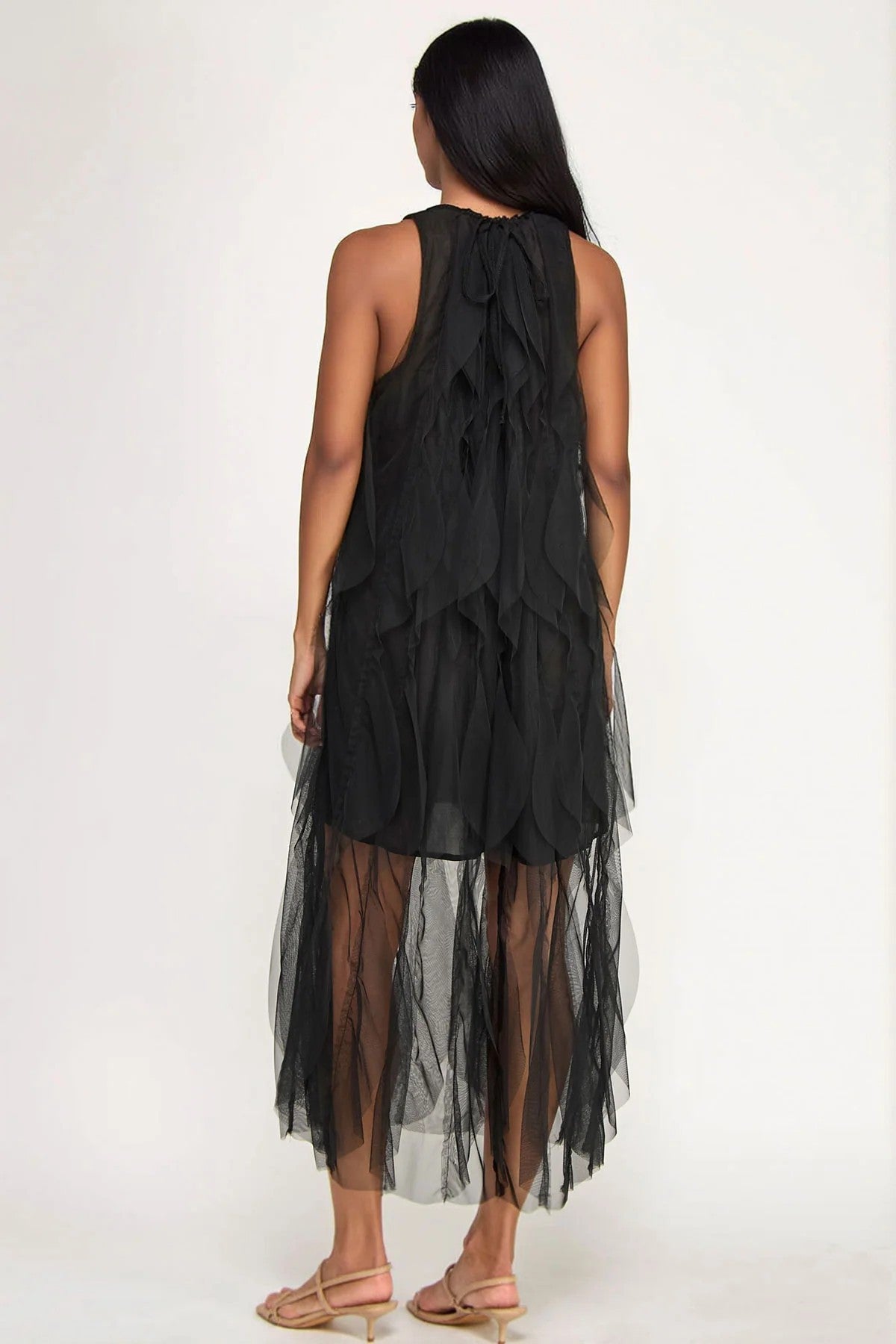 Ruffles Sheer Maxi Dress