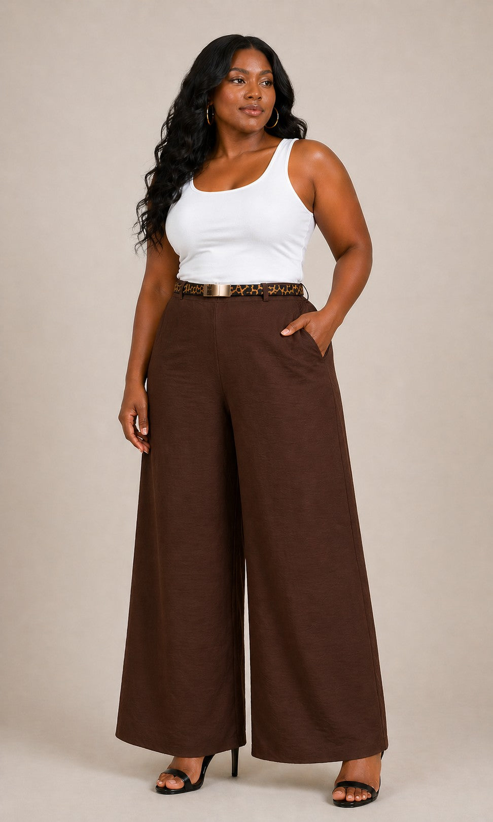 Clara Wide Leg Belted Pants