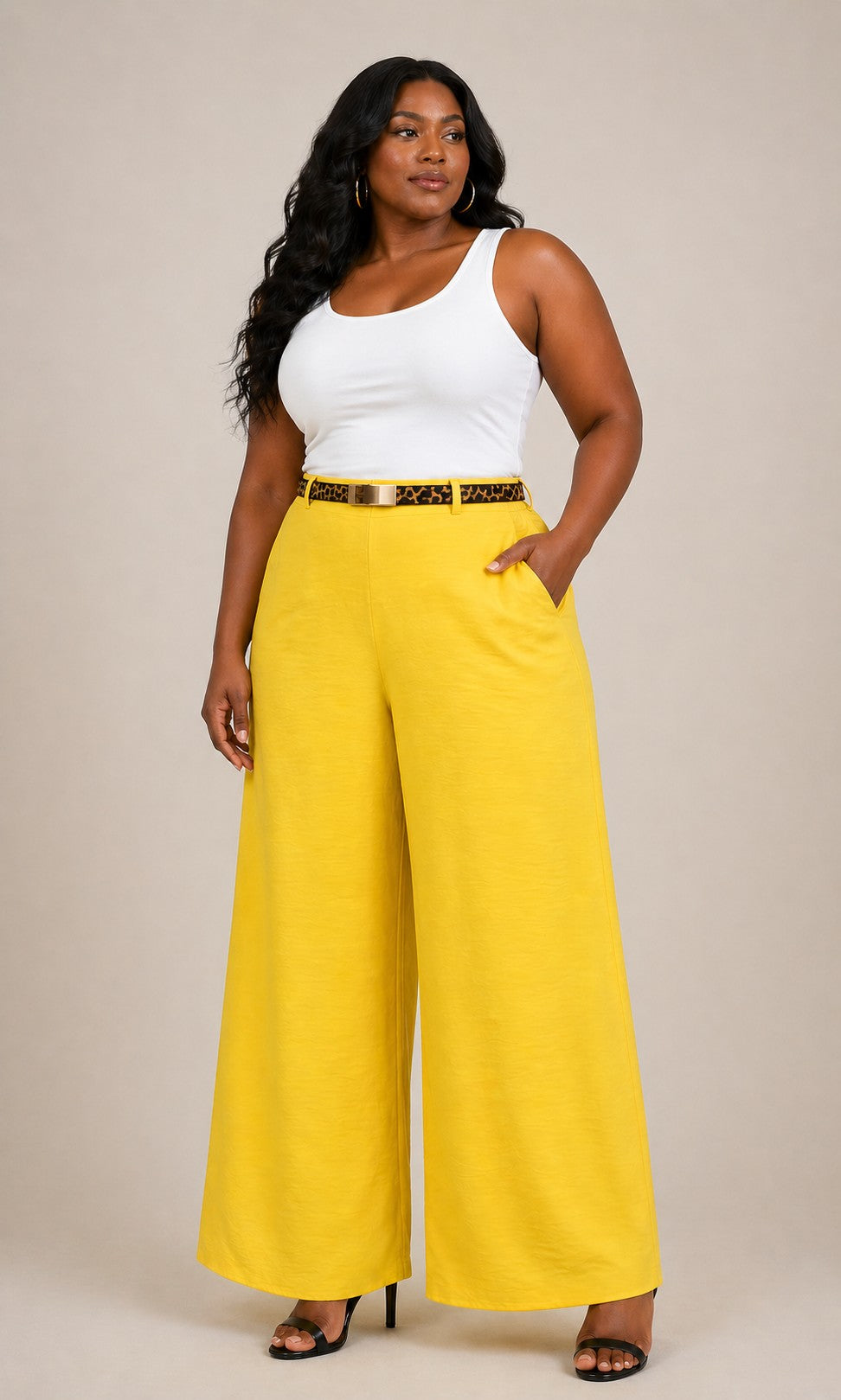 Clara Wide Leg Belted Pants