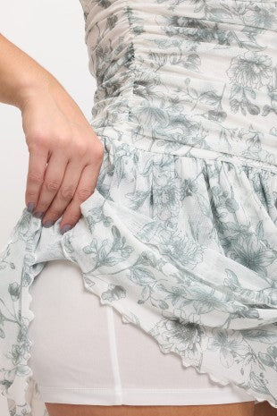 Plus Size Mesh Floral Ruffle Tiered Mini Dress