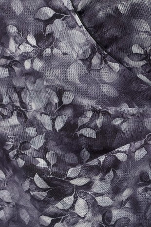 Plus Size Floral Print Halter Neck Mesh Top