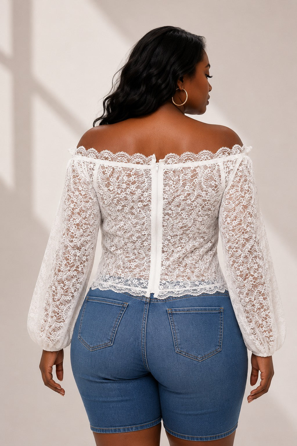 Lace Front Off Shoulder Top