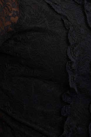 Plus Size Lace Front Lace Up Off Shoulder Top