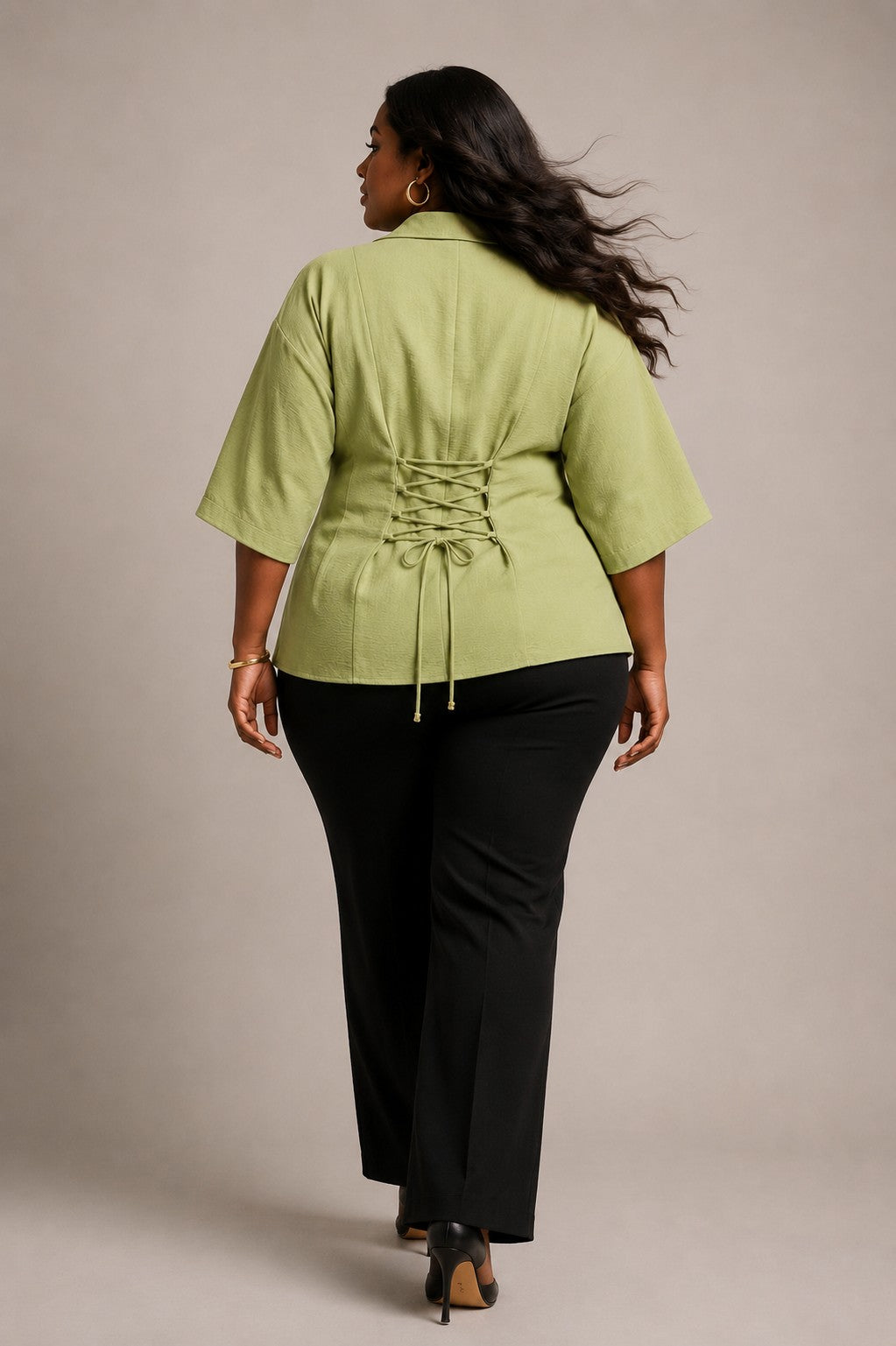 Lace Up Detail Button Jacket