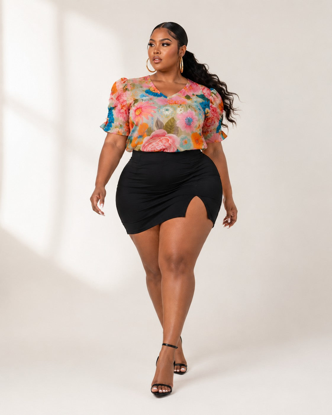 V Neck Floral Top