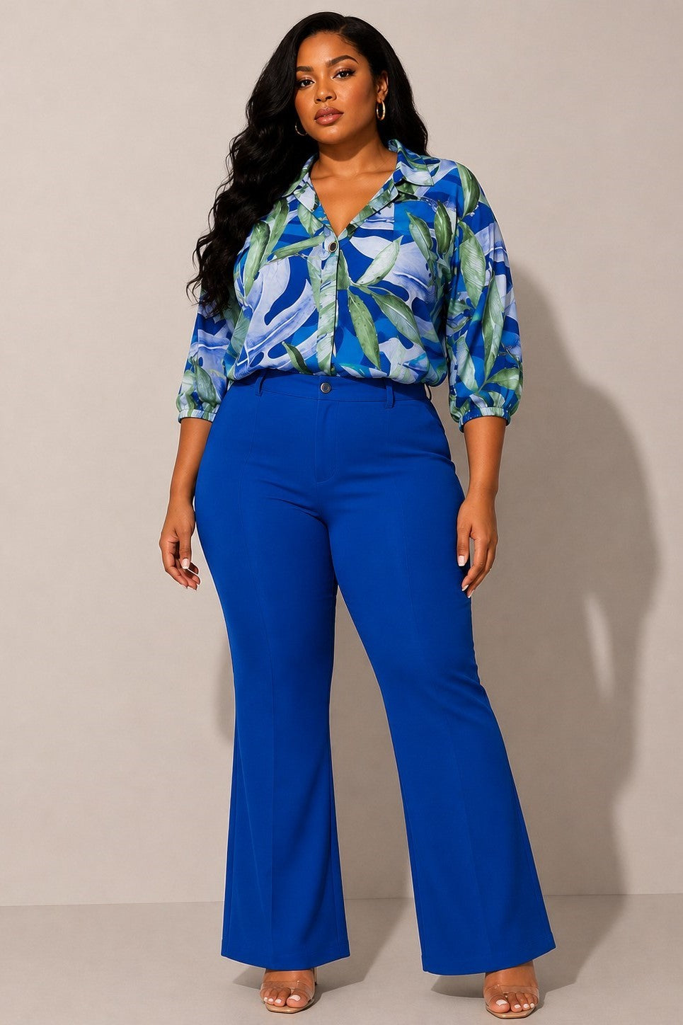 Tropical Print Button Down Shirt