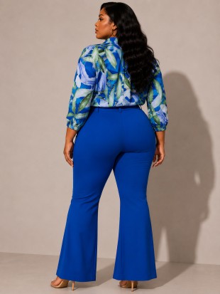 Plus Size Tropical Print Button Down Shirts