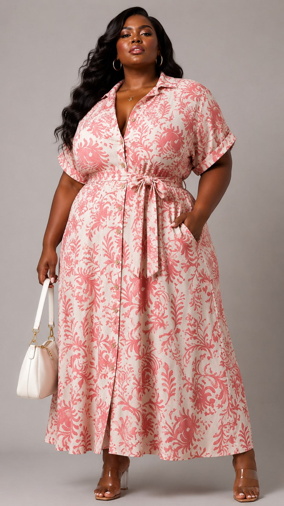 Floral Waist Tie Maxi Dress