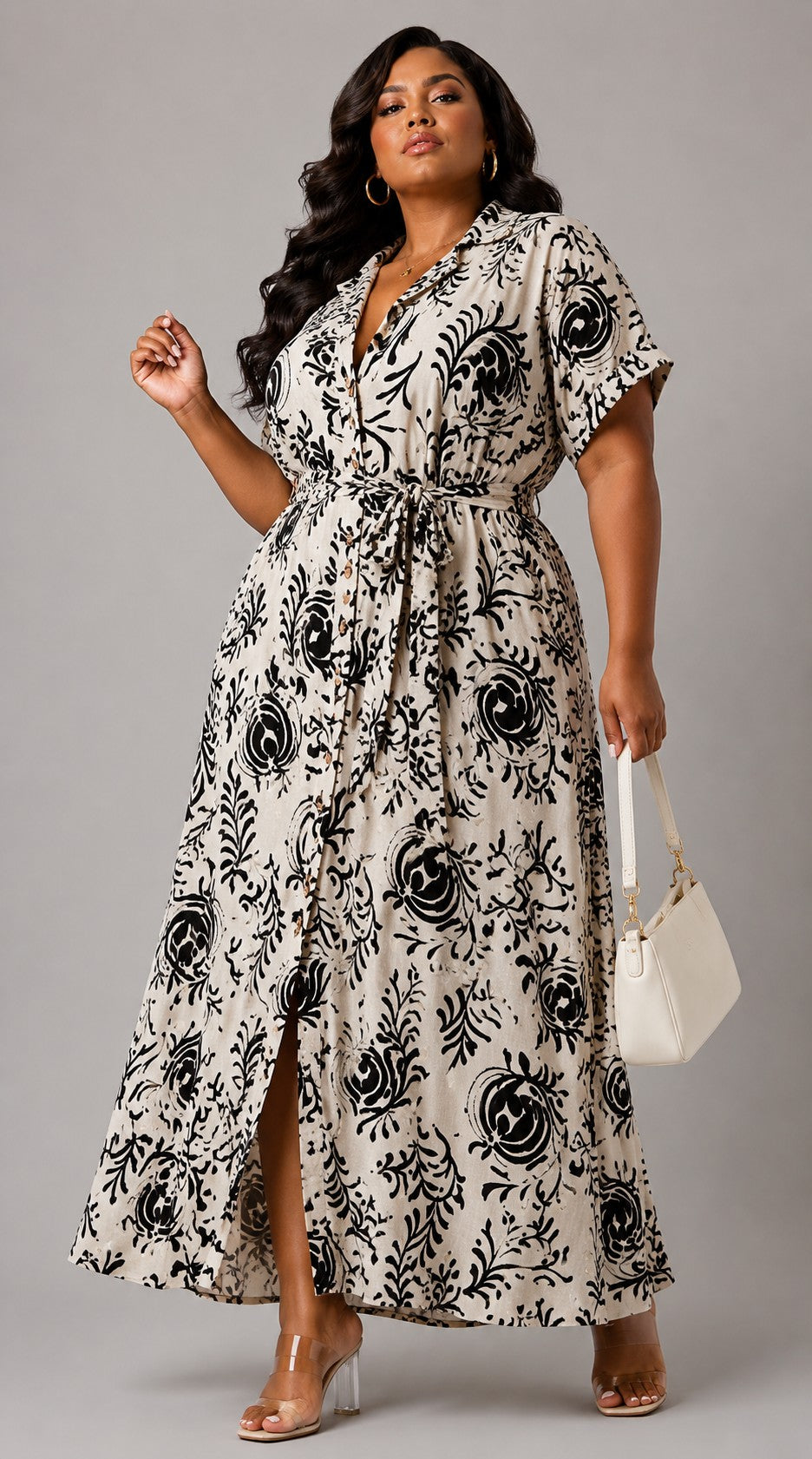Floral Waist Tie Maxi Dress