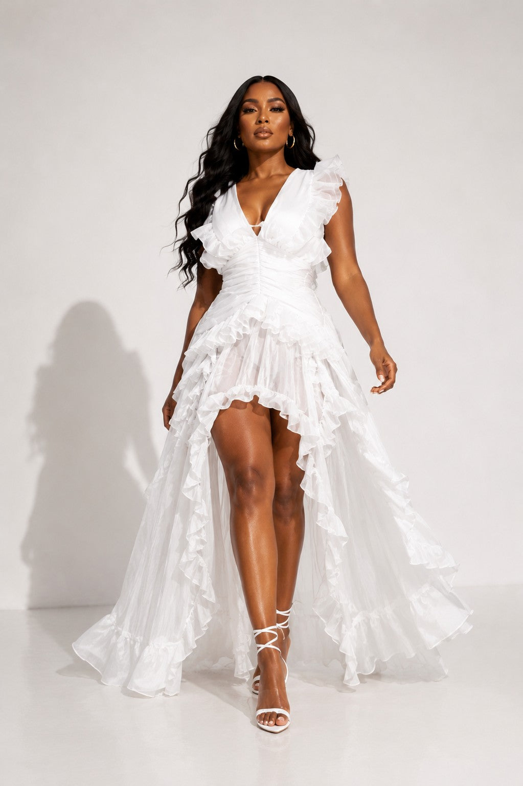 Ruched Open Back Maxi Dress