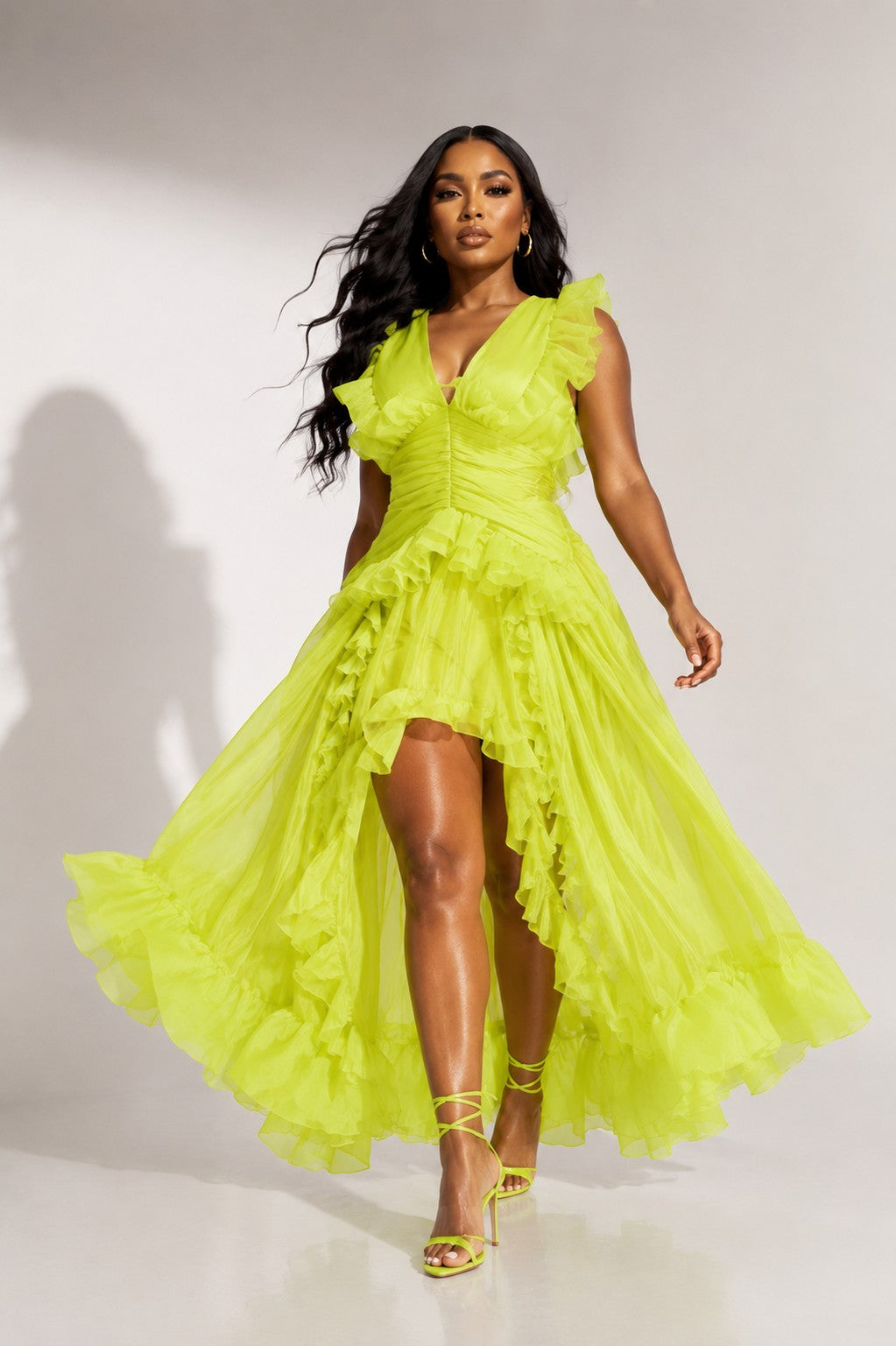 Ruched Open Back Maxi Dress