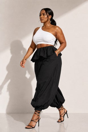 Plus Size Oversized Ruffle Overlay Balloon Pants