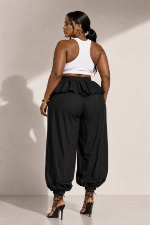 Plus Size Oversized Ruffle Overlay Balloon Pants