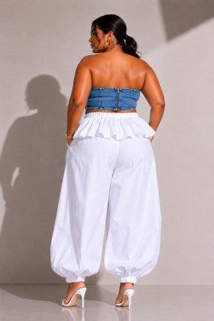 Plus Size Oversized Ruffle Overlay Balloon Pants