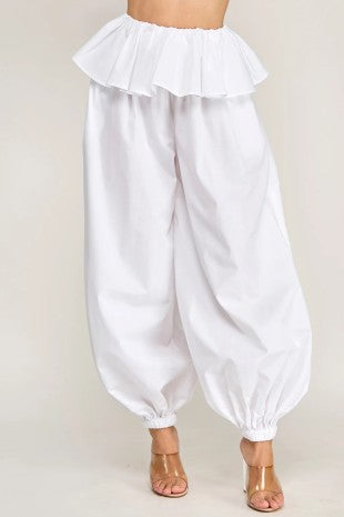 Plus Size Oversized Ruffle Overlay Balloon Pants
