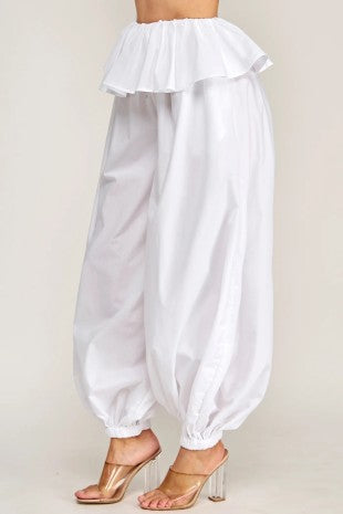 Plus Size Oversized Ruffle Overlay Balloon Pants