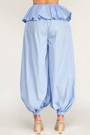 Plus Size Oversized Ruffle Overlay Balloon Pants