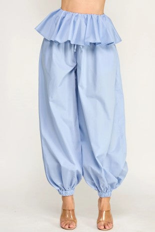 Plus Size Oversized Ruffle Overlay Balloon Pants