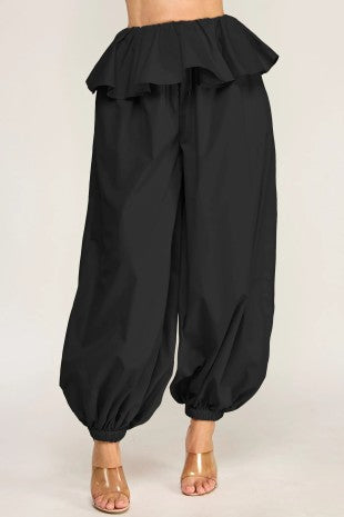 Plus Size Oversized Ruffle Overlay Balloon Pants