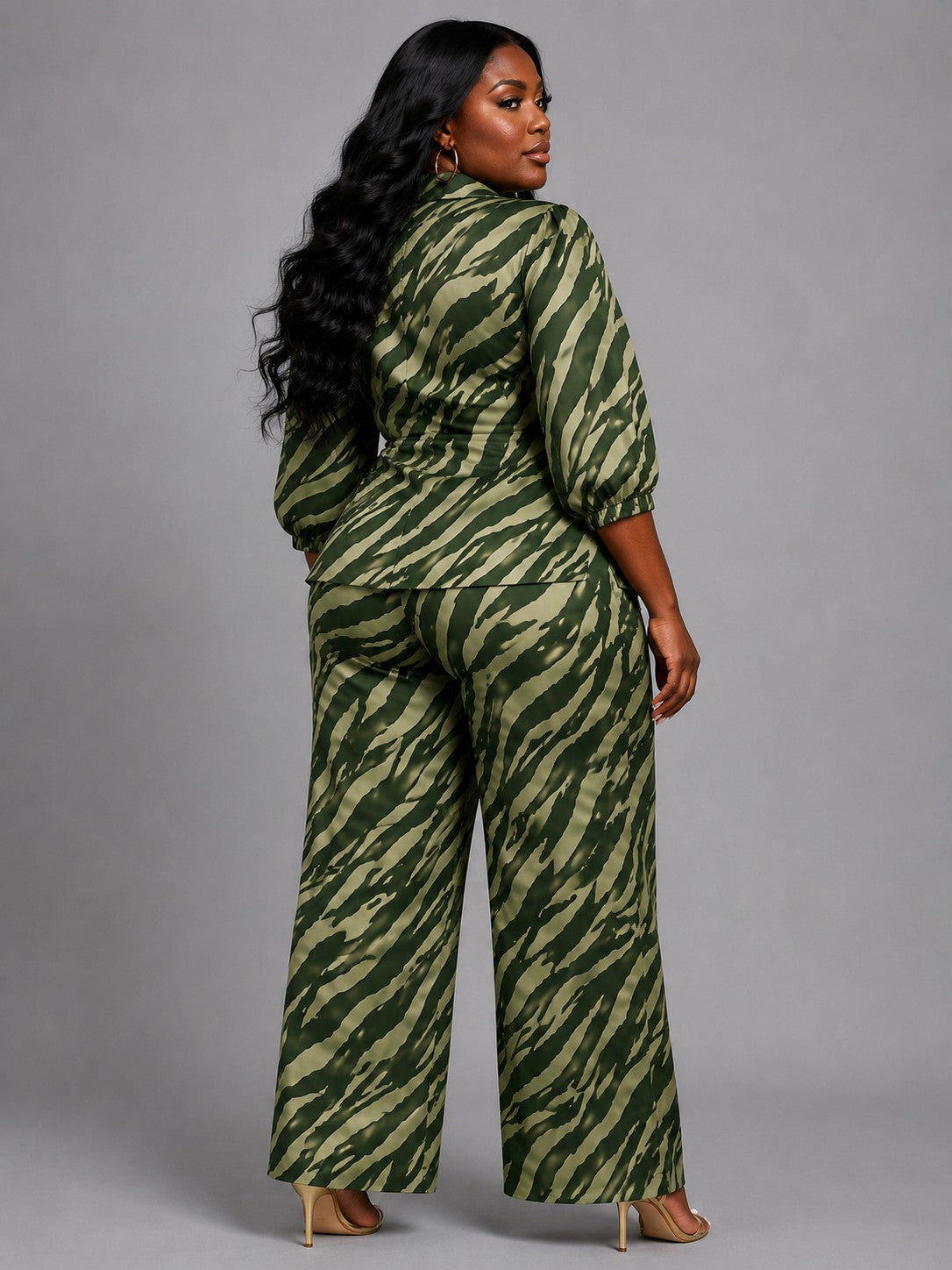 Zebra Front Tie Shirt & Pants Set