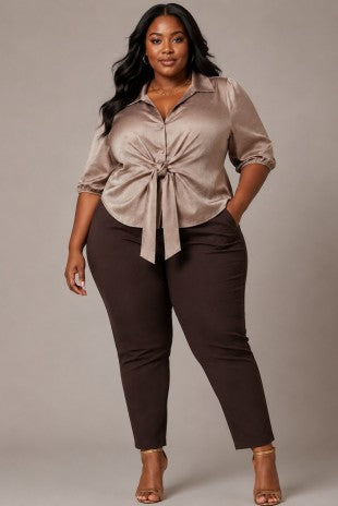Plus Size Front Tie Blouse